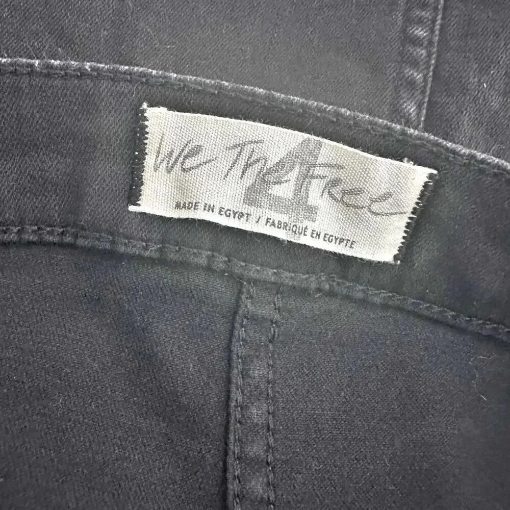 WE THE FREE PEOPLE | Black Denim Stretch Mini Skirt Snap Front Wrap | Size 4 - Picture 3 of 6